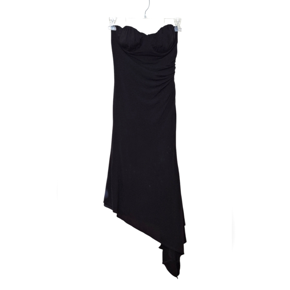 bebe Asymmetrical Corset Dress Fairy Grunge Whimsigoth Vamp Black Midi LBD S